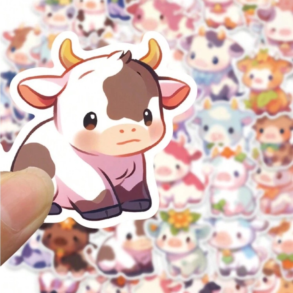 Cute Cartoon Cow Stickers (50 pack)